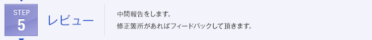 STEP5:
レビュー | 中間報告をします。修正箇所があればフィードバックして頂きます。